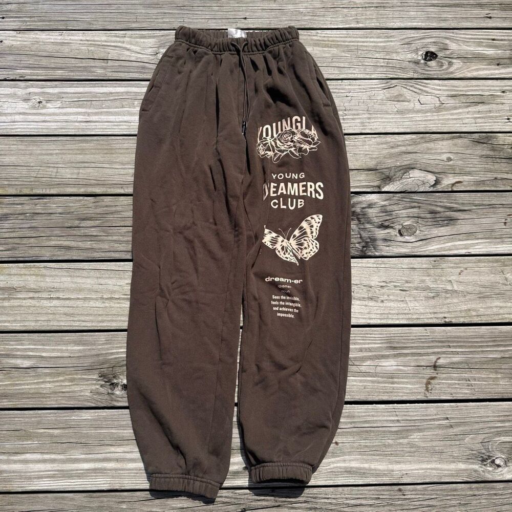 YoungLA Brown Young Dreamers Club Graphic Sweatpants Size Small